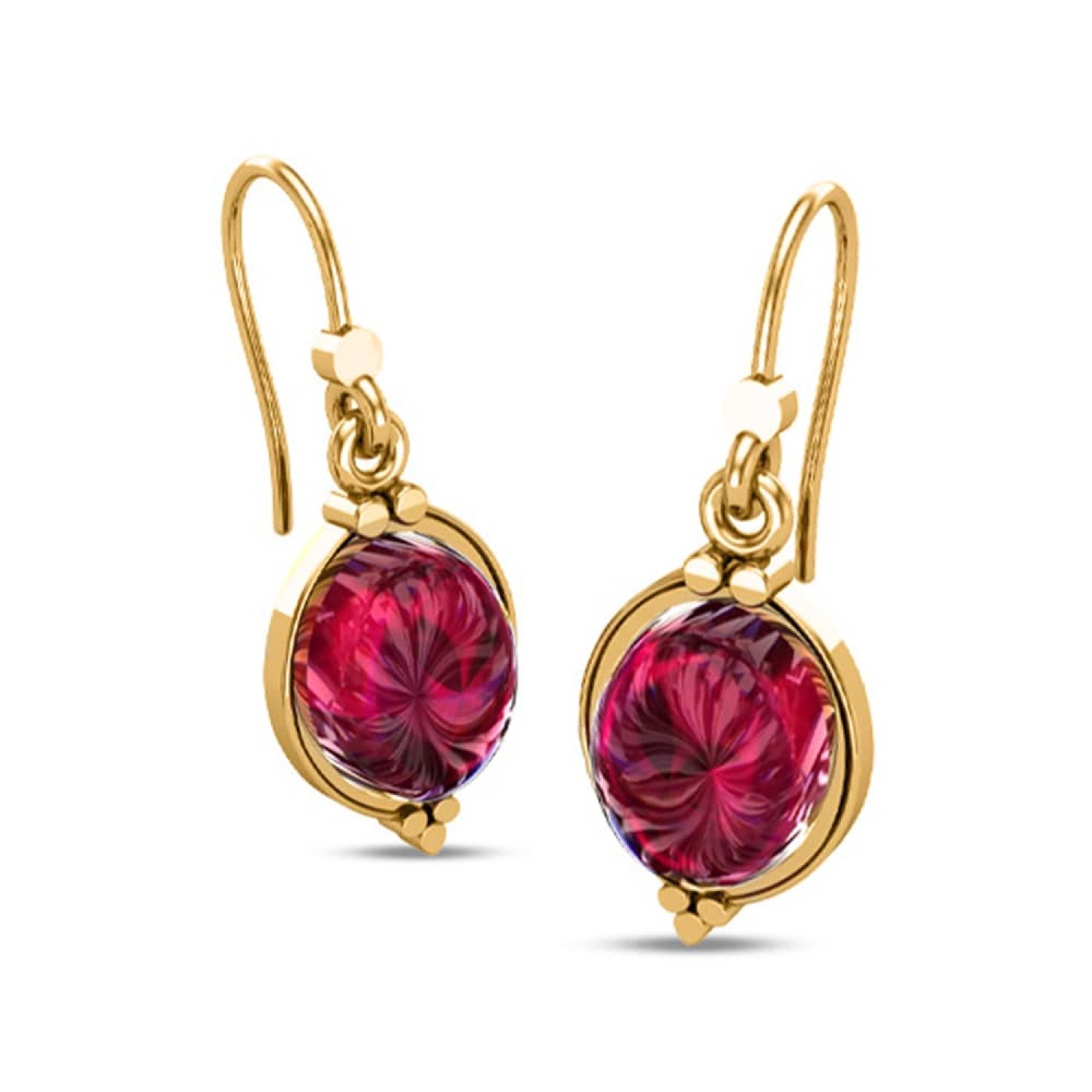 Gold ruby sales drop earrings